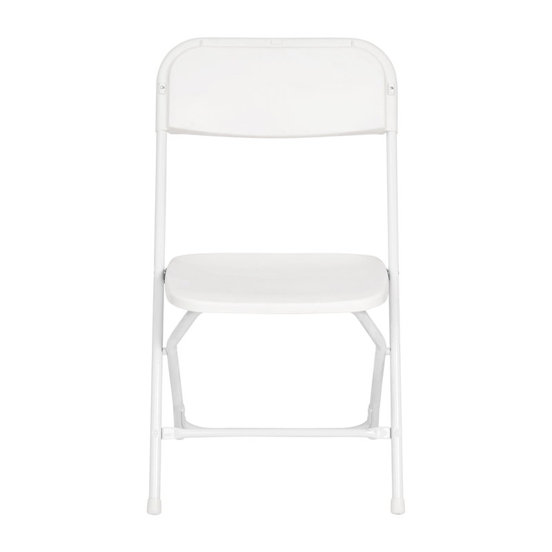Pemberly Row Wide and Tall White Plastic Folding Chairs 4 Pack