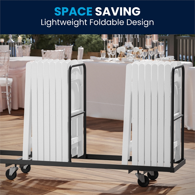 Pemberly Row Wide and Tall White Plastic Folding Chairs 4 Pack