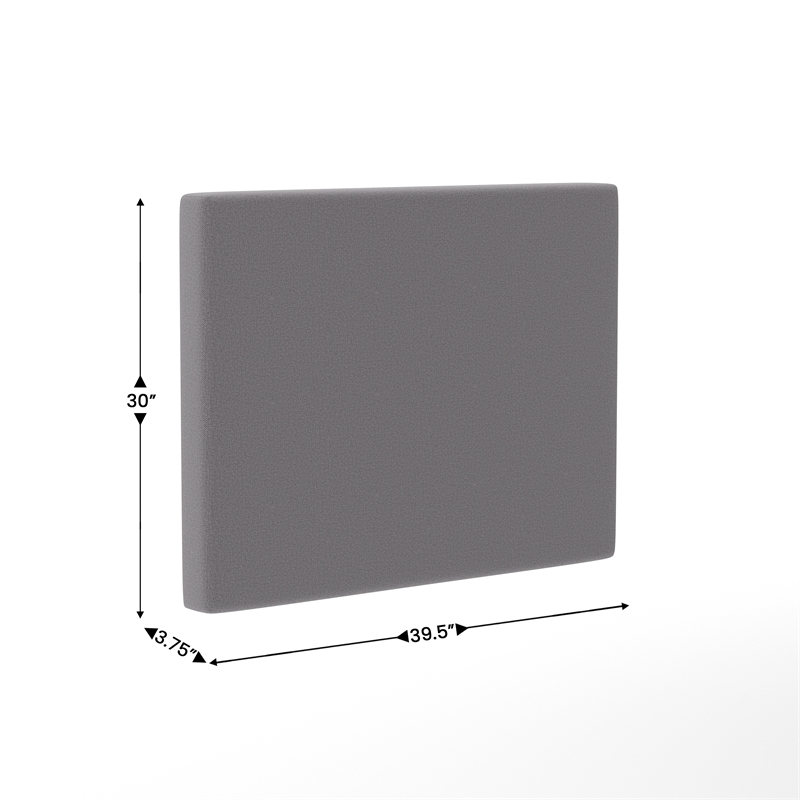Pemberly Row Upholstered Twin Headboard with 2 Power Outlets & USB Ports in Gray