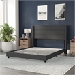 Pemberly Row Queen Upholstered Platform Bed with Wingback Headboard in Charcoal