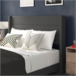 Pemberly Row Queen Upholstered Platform Bed with Wingback Headboard in Charcoal