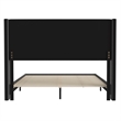Pemberly Row Queen Upholstered Platform Bed with Wingback Headboard in Charcoal