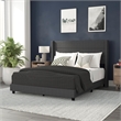 Pemberly Row Queen Upholstered Platform Bed with Wingback Headboard in Charcoal