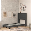 Pemberly Row Twin Upholstered Platform Bed with Wingback Headboard in Charcoal