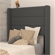 Pemberly Row Twin Upholstered Platform Bed with Wingback Headboard in Charcoal