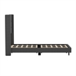 Pemberly Row Twin Upholstered Platform Bed with Wingback Headboard in Charcoal