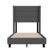 Pemberly Row Twin Upholstered Platform Bed with Wingback Headboard in Charcoal