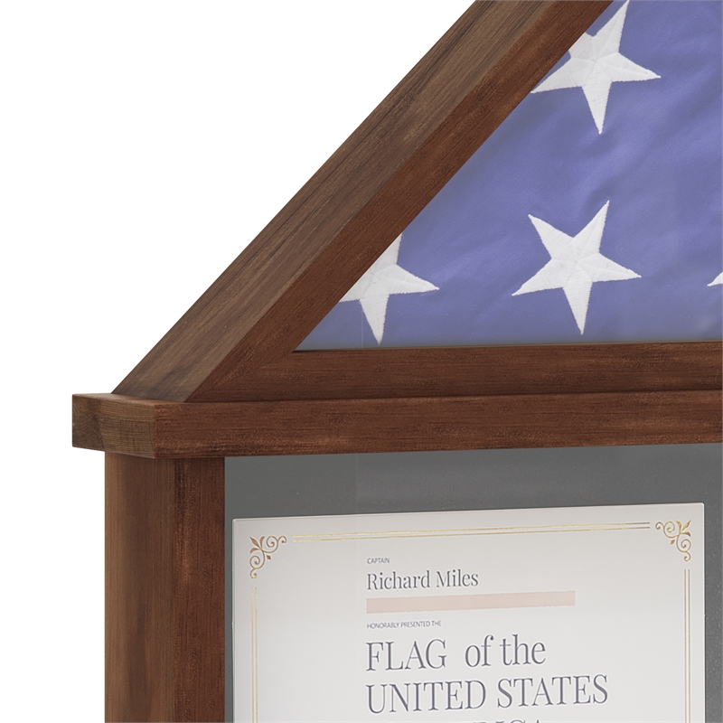 Pemberly Row Glass Front Flag Display Case with Certificate Holder for 9x5 Flag