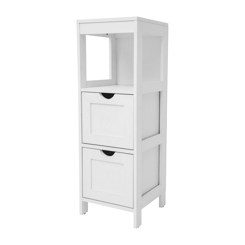 Pemberly Row Bathroom Storage Organizer with 2 Drawers & Shelf in White