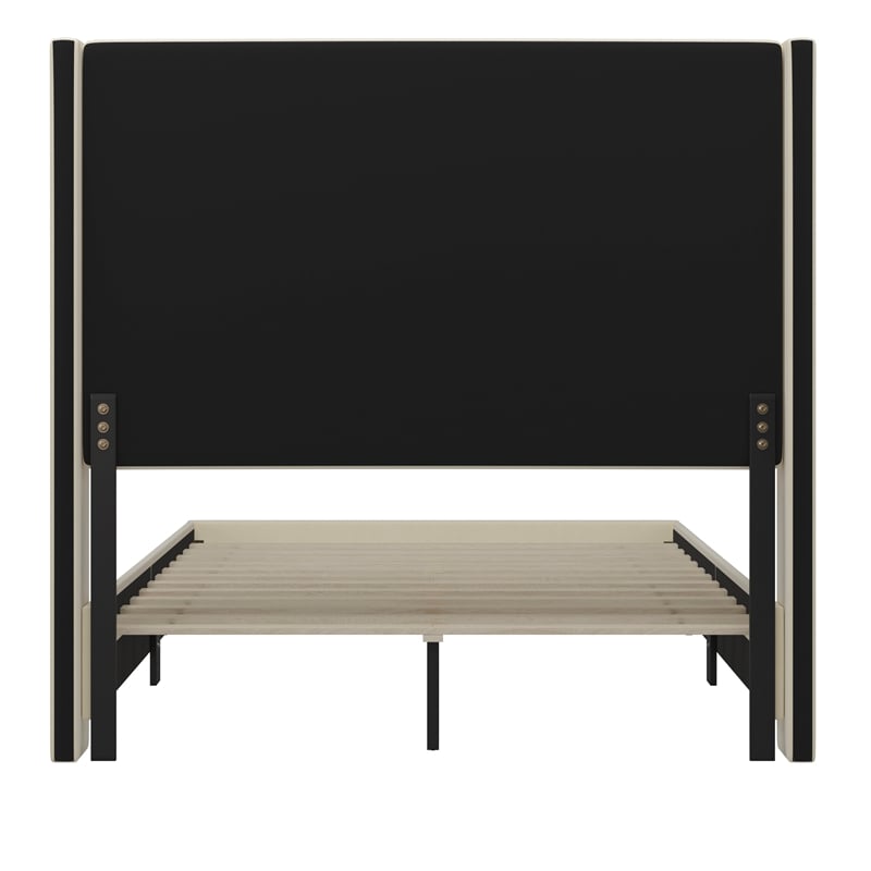 Pemberly Row Full Upholstered Platform Bed with Channel Stitched Headboard