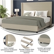 Pemberly Row King Upholstered Platform Bed with Channel Stitched Headboard