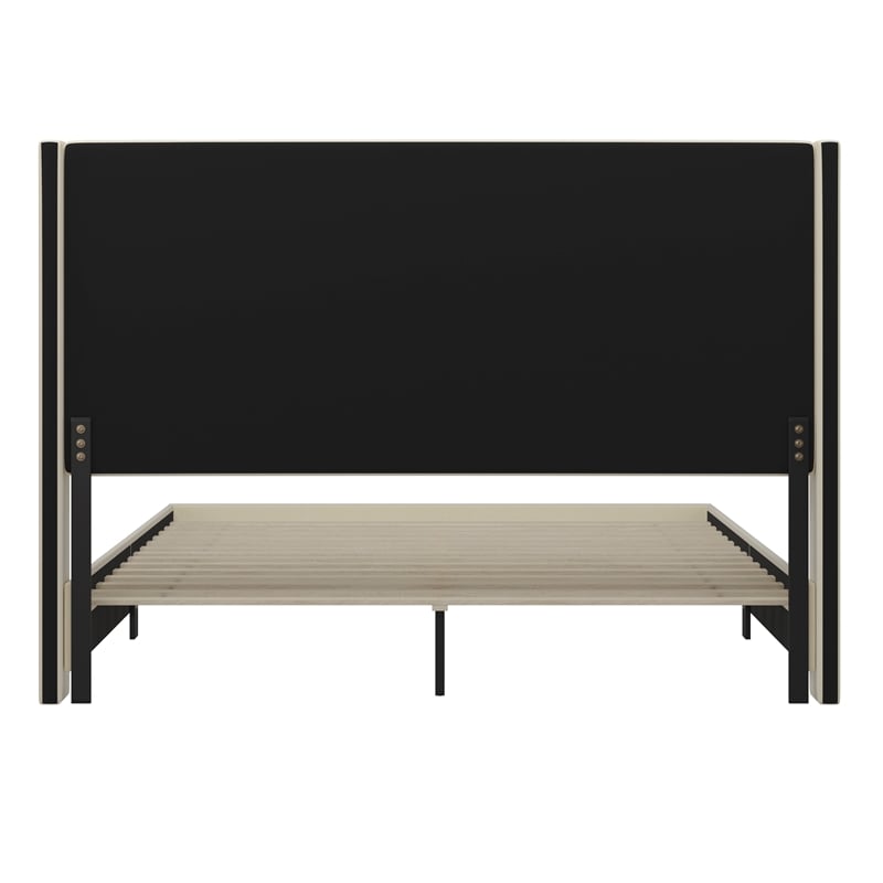 Pemberly Row King Upholstered Platform Bed with Channel Stitched Headboard