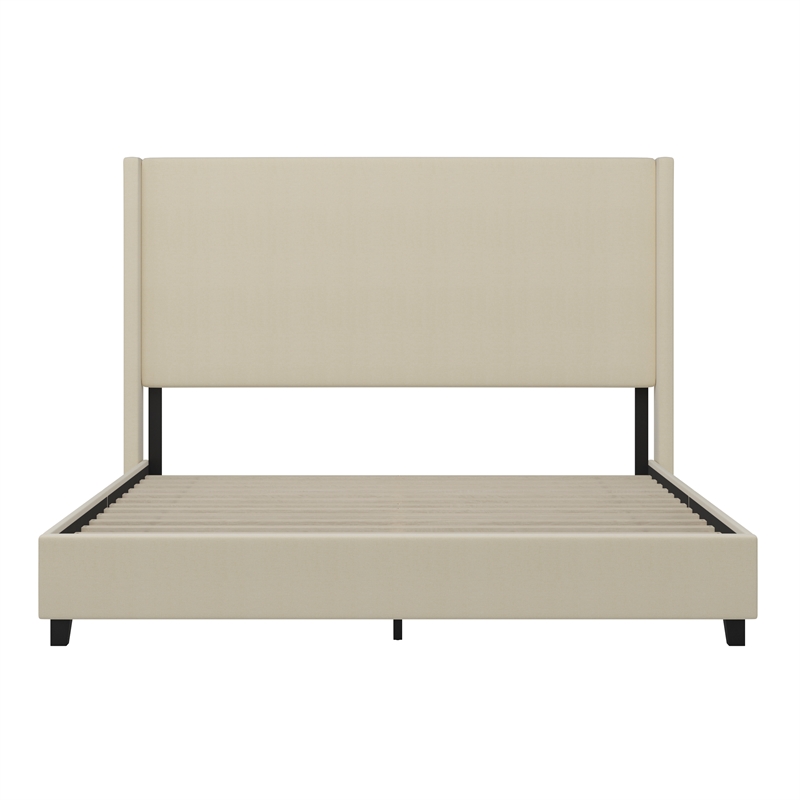 Pemberly Row King Upholstered Platform Bed with Channel Stitched Headboard