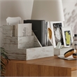 Pemberly Row Whitewashed 3 Piece Desktop Organization Set for Tables or Vanity