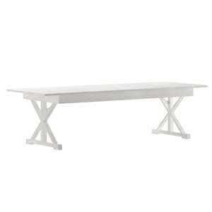 Pemberly Row 9' x 40&quot Solid Pine Farm Dining Table with X-Style Legs in White