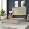 Pemberly Row Queen Upholstered Platform Bed with Channel Stitched Headboard