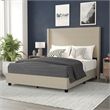 Pemberly Row Queen Upholstered Platform Bed with Channel Stitched Headboard