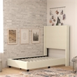 Pemberly Row Twin Upholstered Platform Bed with Channel Stitched Headboard
