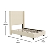 Pemberly Row Twin Upholstered Platform Bed with Channel Stitched Headboard