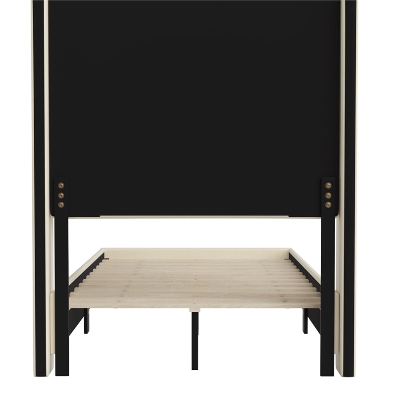 Pemberly Row Twin Upholstered Platform Bed with Channel Stitched Headboard