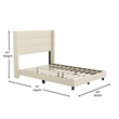 Pemberly Row Full Upholstered Platform Bed with Wingback Headboard in Beige