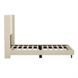 Pemberly Row Full Upholstered Platform Bed with Wingback Headboard in Beige