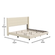 Pemberly Row King Upholstered Platform Bed with Wingback Headboard in Beige
