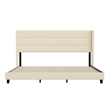 Pemberly Row King Upholstered Platform Bed with Wingback Headboard in Beige