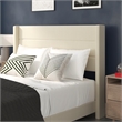 Pemberly Row Queen Upholstered Platform Bed with Wingback Headboard in Beige