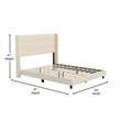 Pemberly Row Queen Upholstered Platform Bed with Wingback Headboard in Beige