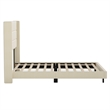 Pemberly Row Queen Upholstered Platform Bed with Wingback Headboard in Beige