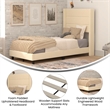 Pemberly Row Twin Upholstered Platform Bed with Wingback Headboard in Beige