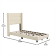 Pemberly Row Twin Upholstered Platform Bed with Wingback Headboard in Beige