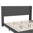 Pemberly Row King Upholstered Platform Bed with Wingback Headboard in Charcoal