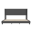 Pemberly Row King Upholstered Platform Bed with Wingback Headboard in Charcoal