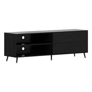Pemberly Row TV Stand for up to 60&quot TVs with Adjustable Shelf & Drawers in Black