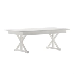 Pemberly Row 7' x 40&quot Solid Pine Farm Dining Table with X-Style Legs in White