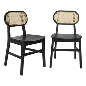 Pemberly Row 2 Pack Cane Rattan Event Chairs with Wood Backs and Seats