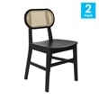 Pemberly Row 2 Pack Cane Rattan Event Chairs with Wood Backs and Seats