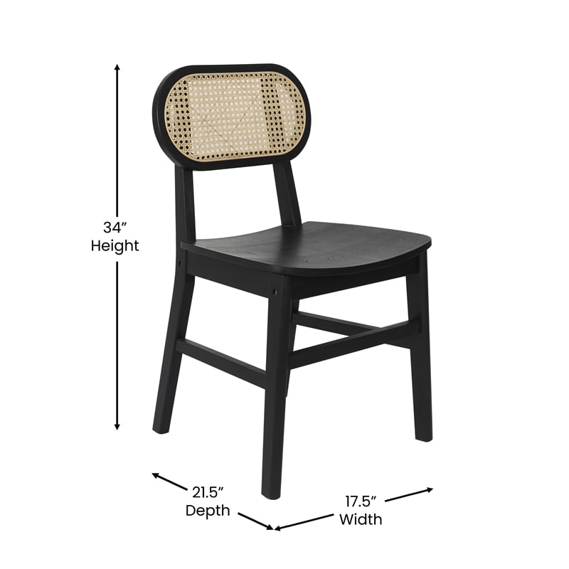Pemberly Row 2 Pack Cane Rattan Event Chairs with Wood Backs and Seats