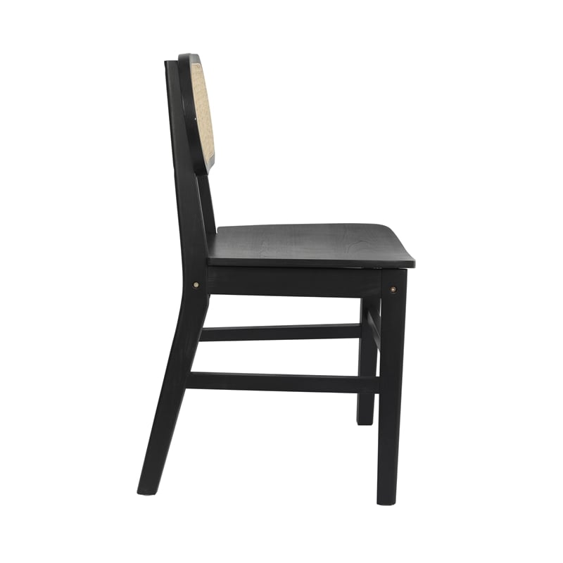 Pemberly Row 2 Pack Cane Rattan Event Chairs with Wood Backs and Seats