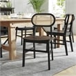 Pemberly Row 2 Pack Cane Rattan Event Chairs with Wood Backs and Seats