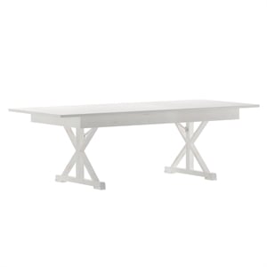 Pemberly Row 8' x 40&quot Solid Pine Farm Dining Table with X-Style Legs in White