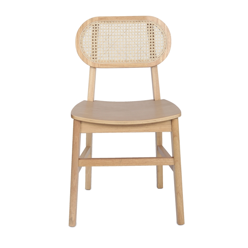 Pemberly Row 2 Pack Cane Rattan Event Chairs with Wood Backs & Seats in Natural