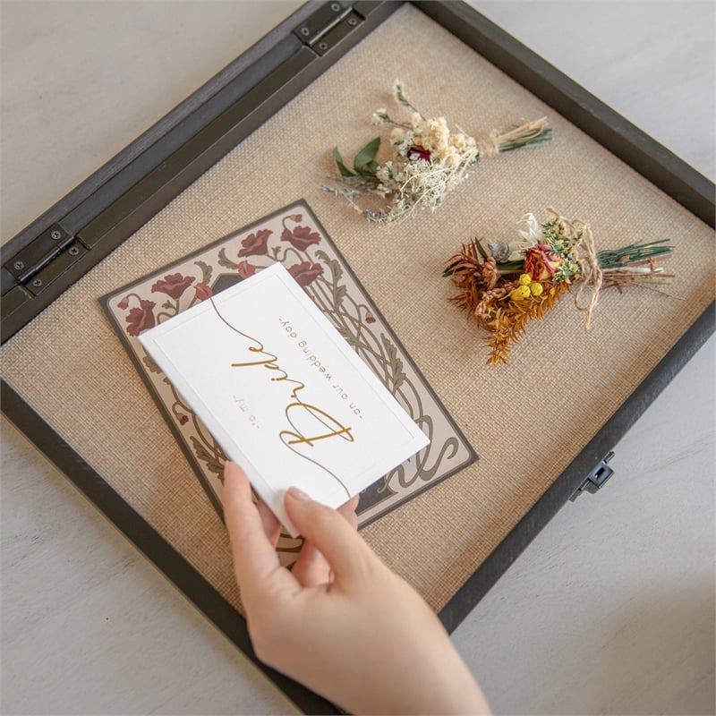 Pemberly Row 11 x 14 Solid Pine Shadow Display Case with Linen Liner in Black