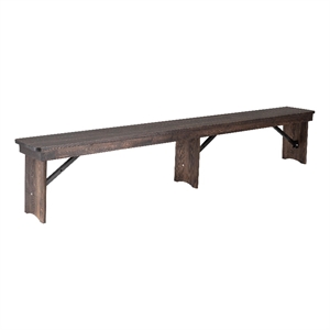 Pemberly Row 8' x 12&quot Solid Pine Folding Farm Bench with 3 Legs in Mahogany