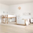 Pemberly Row Twin Over Twin Solid Wood Bunk Bed Frame for Kids in White/Natural