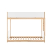 Pemberly Row Twin Over Twin Solid Wood Bunk Bed Frame for Kids in White/Natural