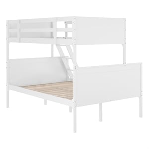 Pemberly Row Twin Over Full Solid Wood Bunk Bed Frame for Kids in White