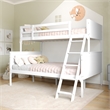 Pemberly Row Twin Over Full Solid Wood Bunk Bed Frame for Kids in White